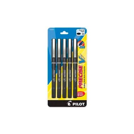 Pilot Pilot Precise V7 Rollerball Pen, Non-Refillable, Fine, 0.7mm, Black Ink, 5/Pack 26020